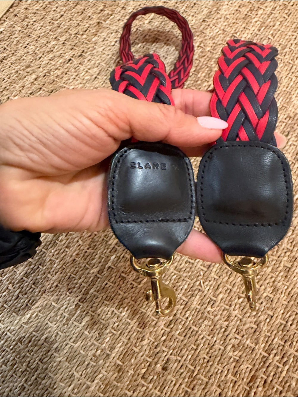 NWT Clare V Woven Navy and Red Crossbody Strap